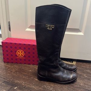 Tory Burch Dark Brown Leather Riding Boots